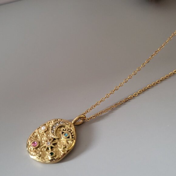 Evil Eye Celestial Skies Stainless Steel Necklace - Gold - Picture 6 of 8